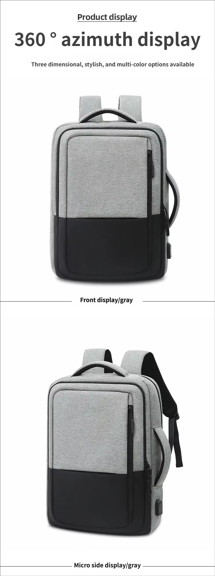 Water-Resistant Lightweight USB Modern Business Oxford Laptop Backpack product detail