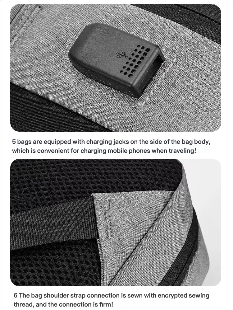 Water-Resistant Lightweight USB Modern Business Oxford Laptop Backpack product detail
