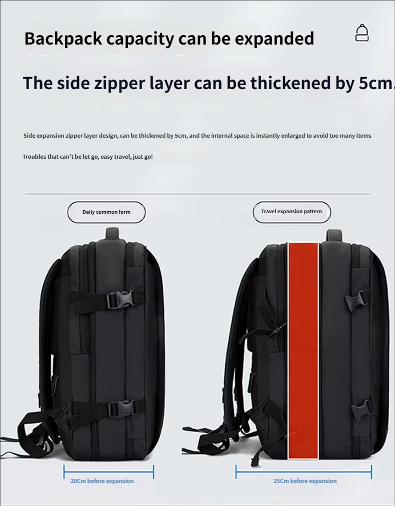 Water-Resistant Large Capacity Expandable USB Business Oxford Laptop Backpack product detail
