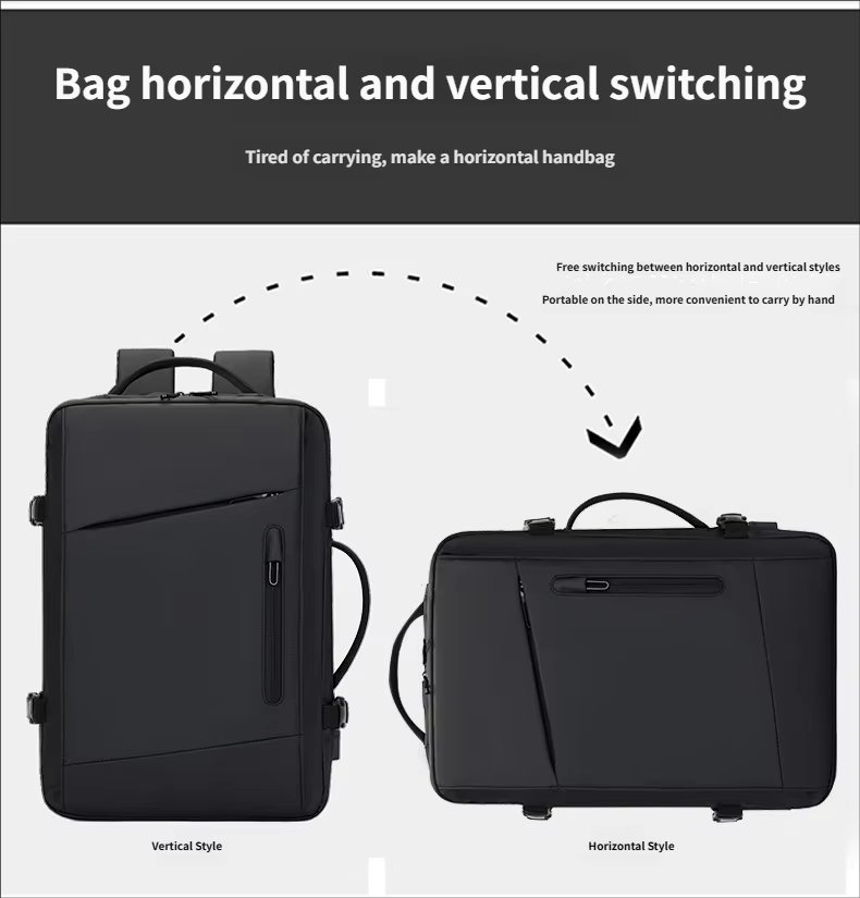 Water-Resistant Large Capacity Expandable USB Business Oxford Laptop Backpack product detail