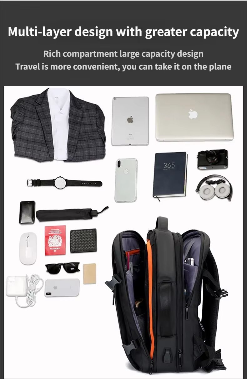 Water-Resistant Large Capacity Expandable USB Business Oxford Laptop Backpack product detail