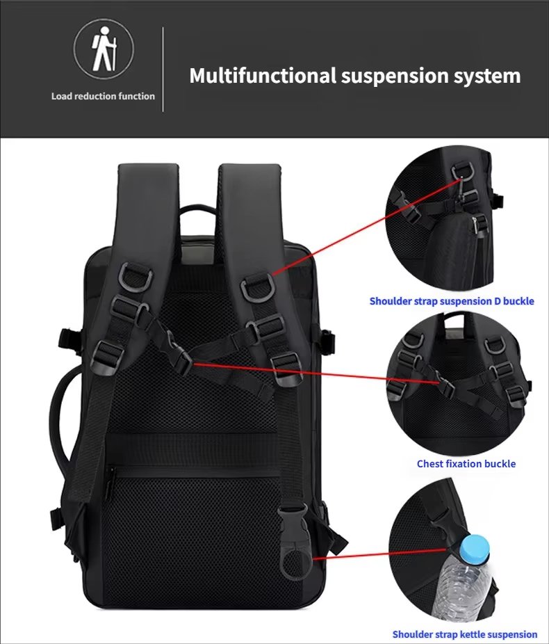 Water-Resistant Large Capacity Expandable USB Business Oxford Laptop Backpack product detail