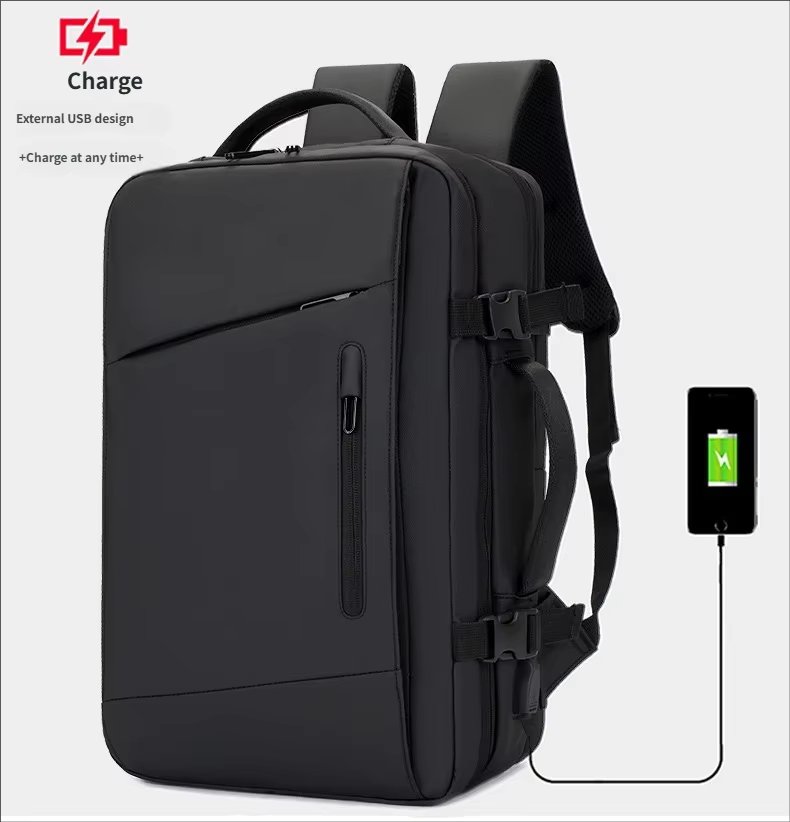 Water-Resistant Large Capacity Expandable USB Business Oxford Laptop Backpack product detail