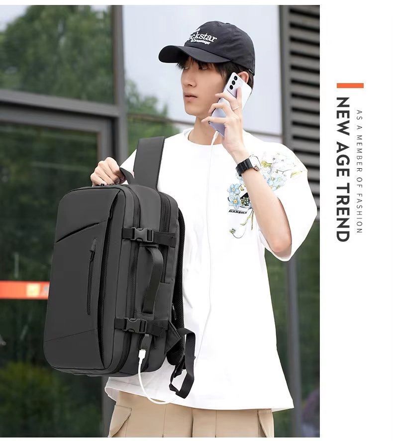 Water-Resistant Large Capacity Expandable USB Business Oxford Laptop Backpack product detail