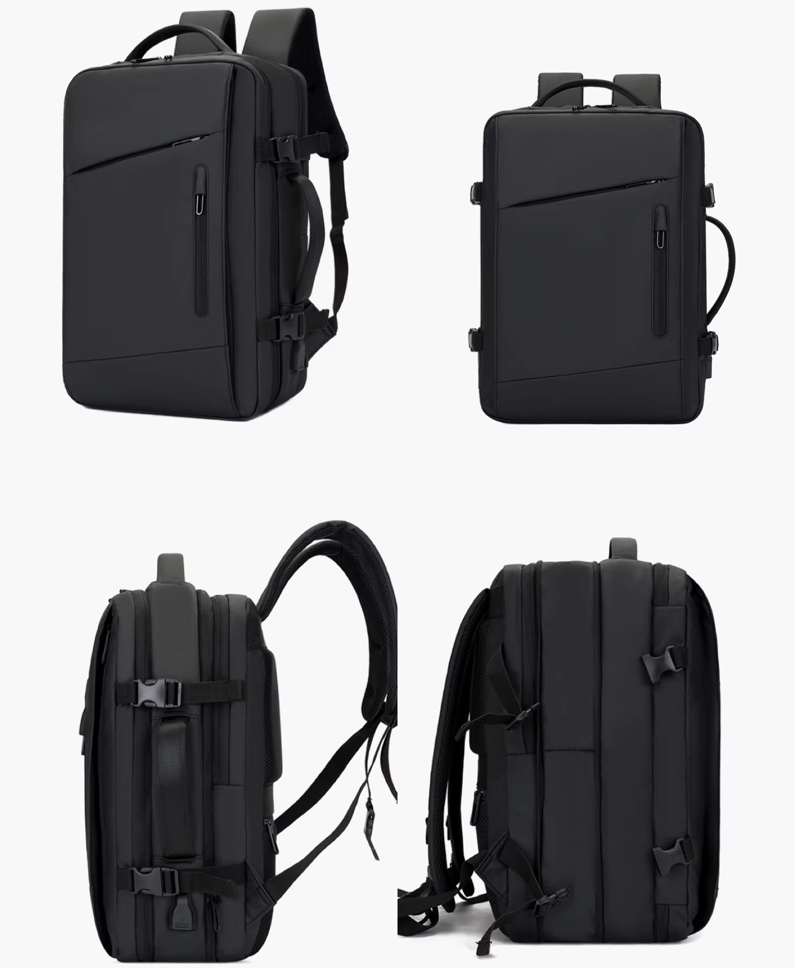 Water-Resistant Large Capacity Expandable USB Business Oxford Laptop Backpack product detail