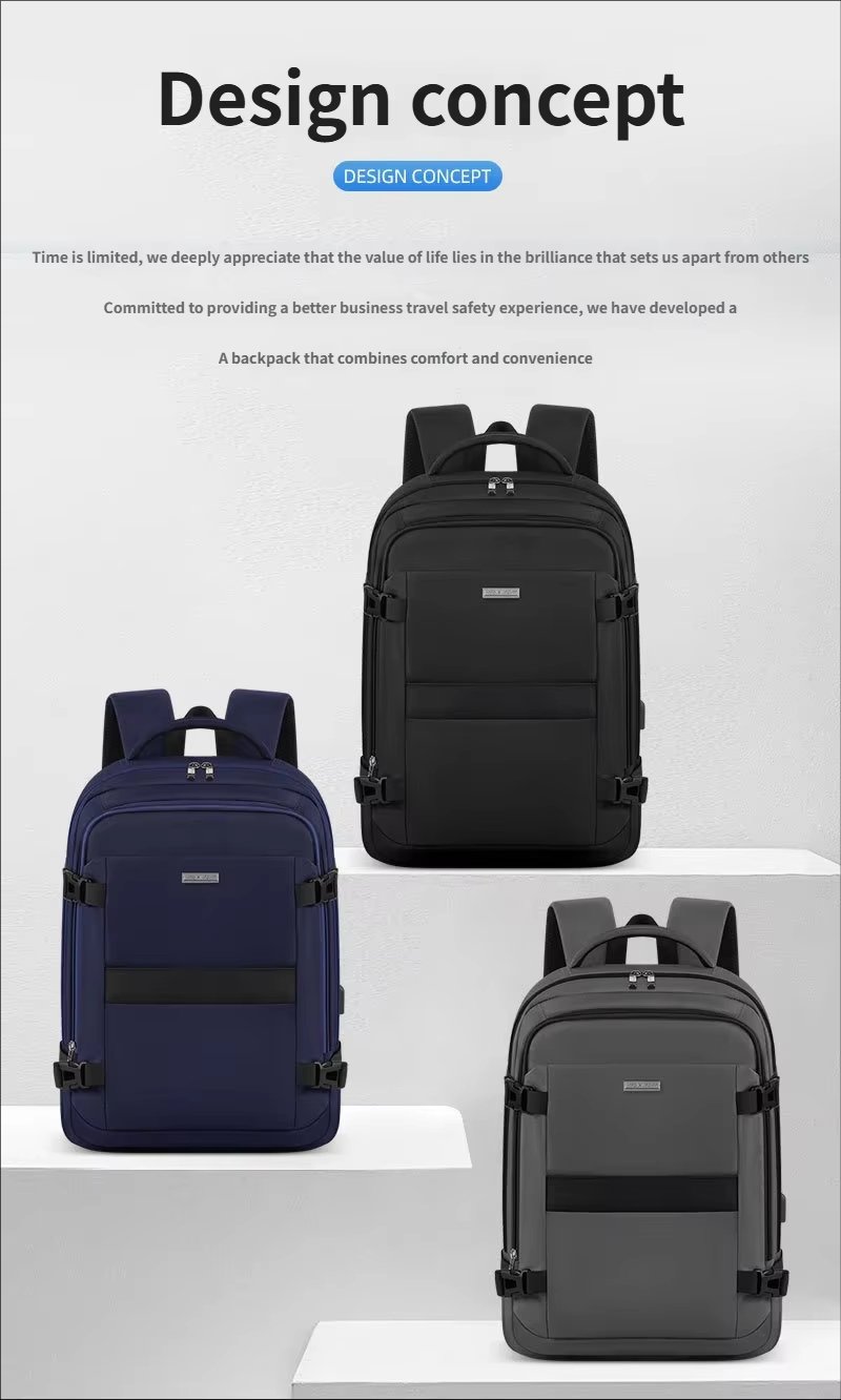 Water-Resistant Large Capacity Lightweight USB Business Oxford Laptop Backpack product detail