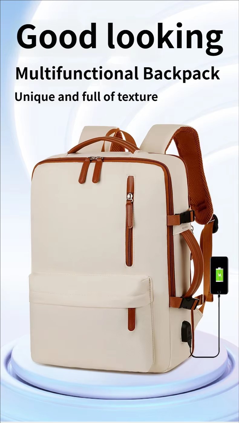 Water-Resistant Large Capacity Expandable USB Business Oxford Laptop Backpack product detail
