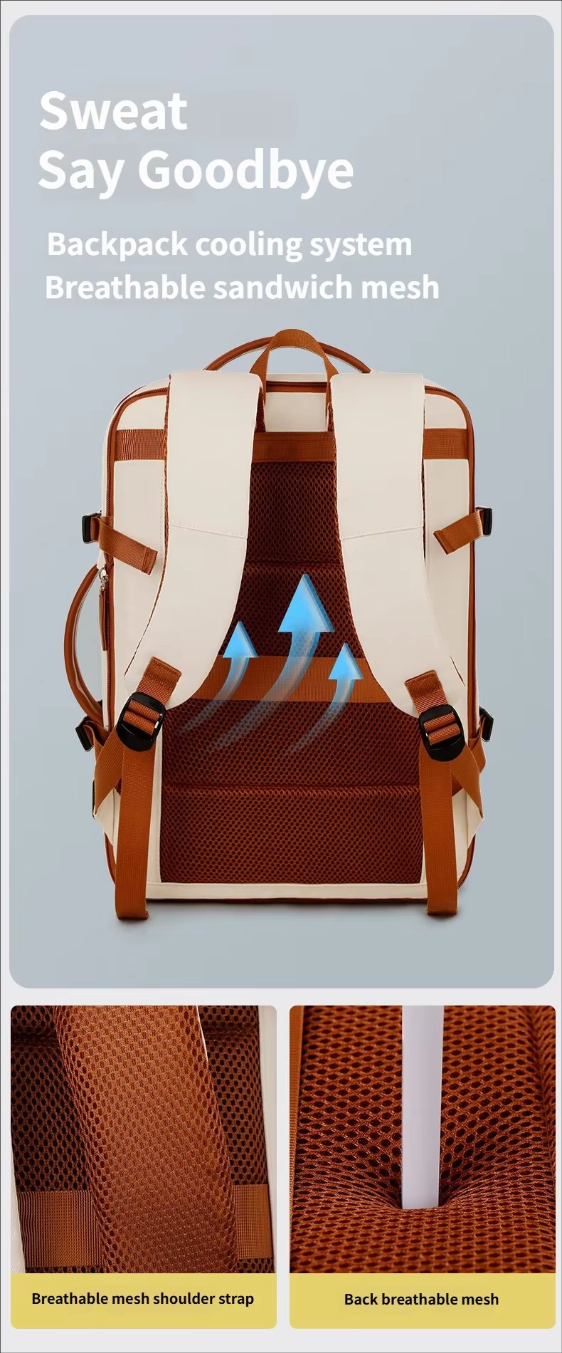 Water-Resistant Large Capacity Expandable USB Business Oxford Laptop Backpack product detail