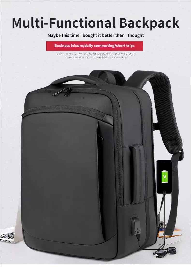 Water-Resistant Large Capacity USB Business Travel Oxford Laptop Backpack product detail