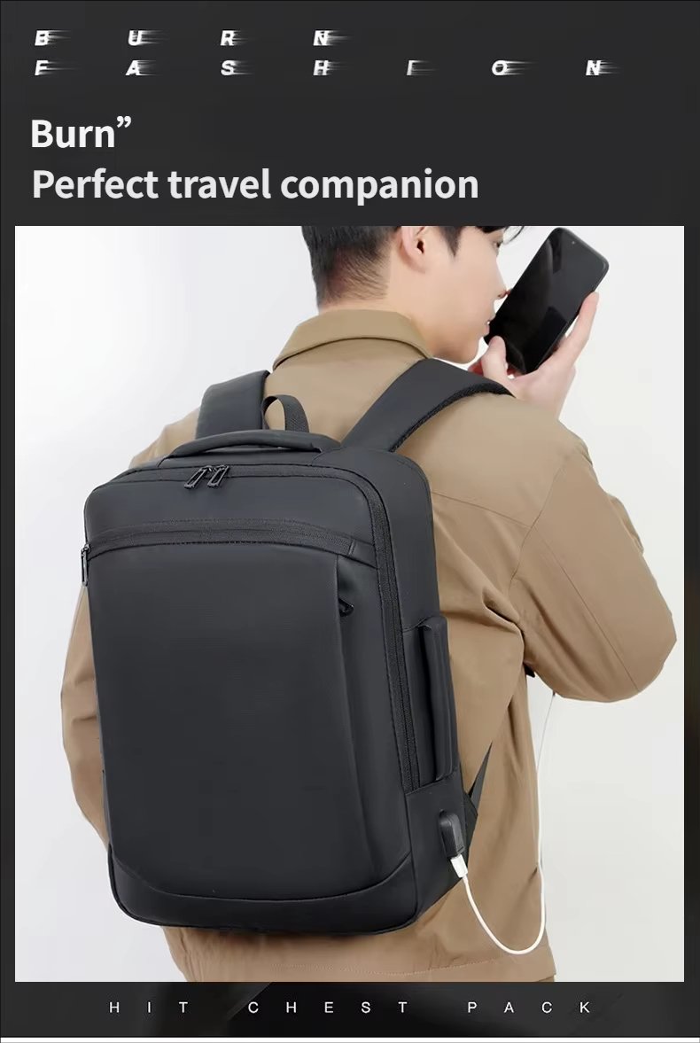 Water-Resistant Large Capacity USB Business Travel Oxford Laptop Backpack product detail
