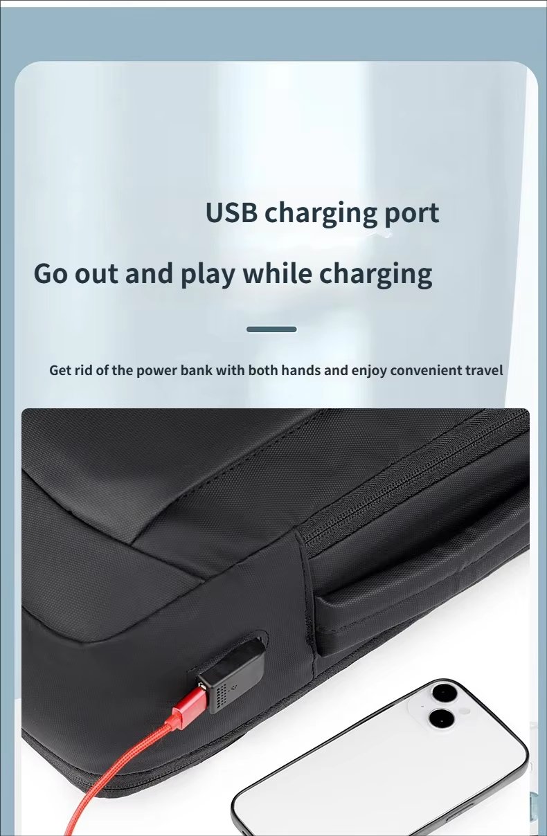 Water-Resistant Large Capacity USB Business Travel Oxford Laptop Backpack product detail