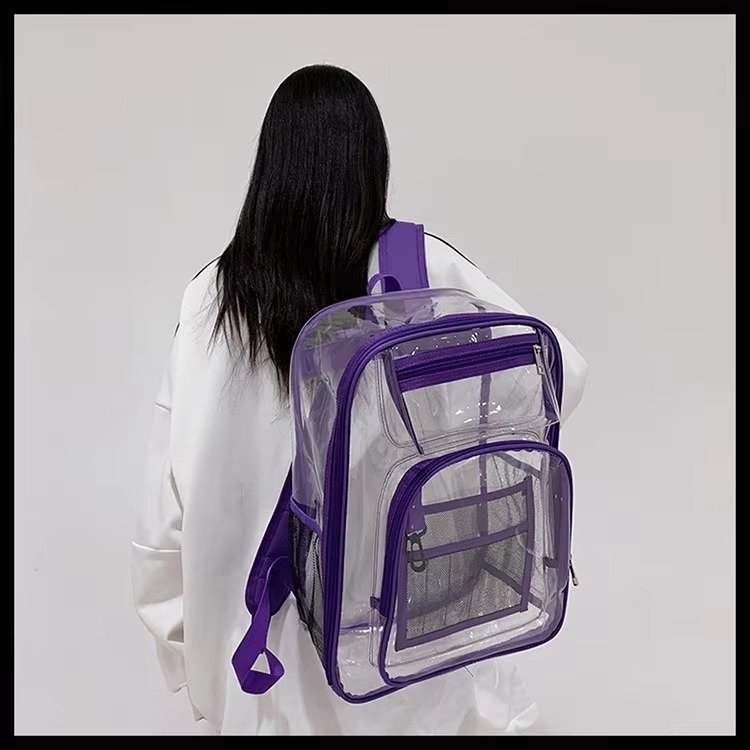 Heavy Duty Clear Transparent PVC Backpack Plastic Bag Young Lady Casual Backpack Waterproof School Students Kids Bag detail image