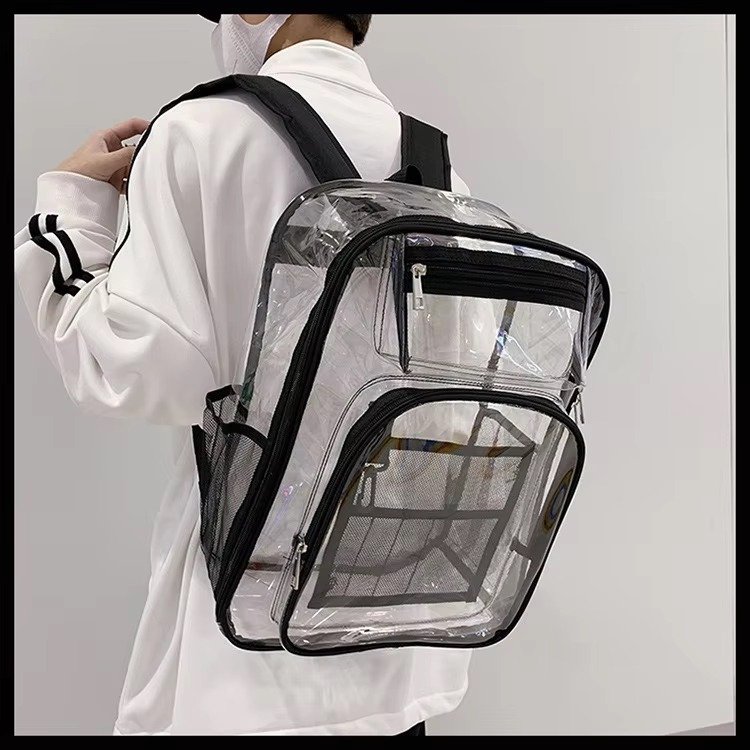 Heavy Duty Clear Transparent PVC Backpack Plastic Bag Young Lady Casual Backpack Waterproof School Students Kids Bag detail image