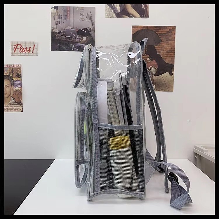 Heavy Duty Clear Transparent PVC Backpack Plastic Bag Young Lady Casual Backpack Waterproof School Students Kids Bag detail image