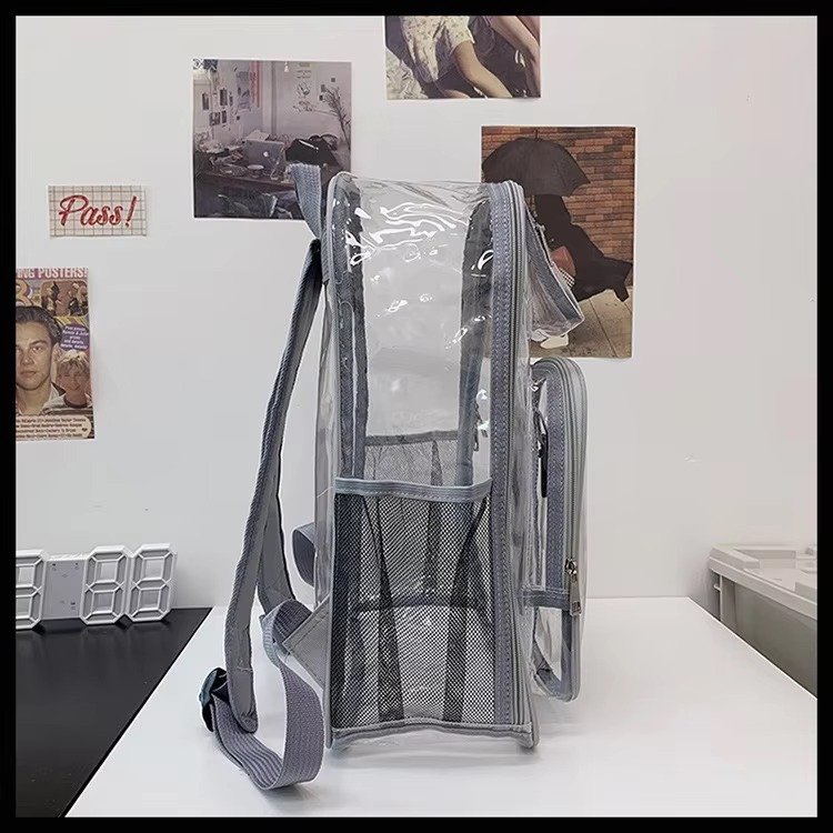 Heavy Duty Clear Transparent PVC Backpack Plastic Bag Young Lady Casual Backpack Waterproof School Students Kids Bag detail image