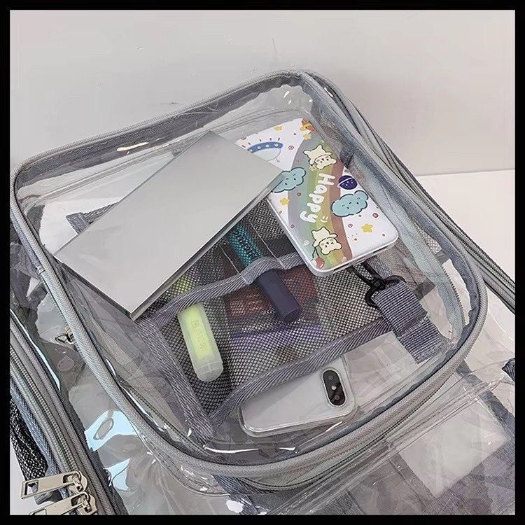 Heavy Duty Clear Transparent PVC Backpack Plastic Bag Young Lady Casual Backpack Waterproof School Students Kids Bag detail image