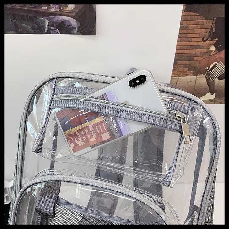 Heavy Duty Clear Transparent PVC Backpack Plastic Bag Young Lady Casual Backpack Waterproof School Students Kids Bag detail image