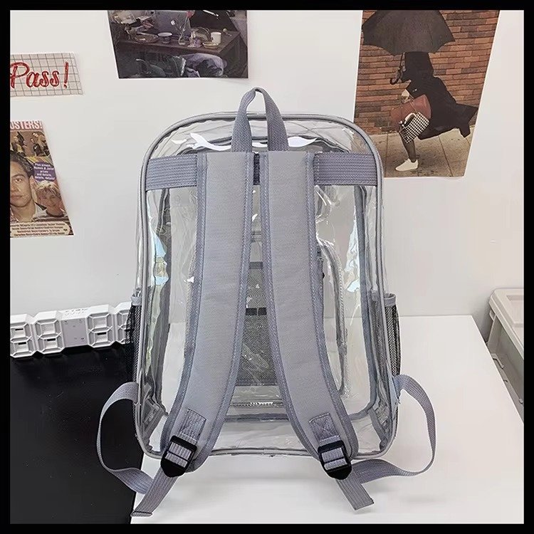 Heavy Duty Clear Transparent PVC Backpack Plastic Bag Young Lady Casual Backpack Waterproof School Students Kids Bag detail image