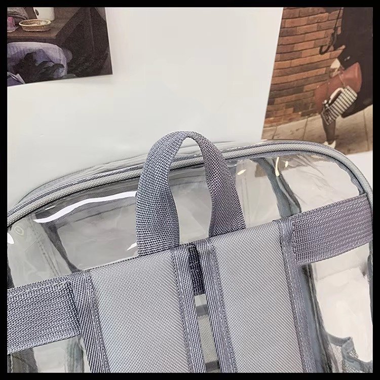 Heavy Duty Clear Transparent PVC Backpack Plastic Bag Young Lady Casual Backpack Waterproof School Students Kids Bag detail image