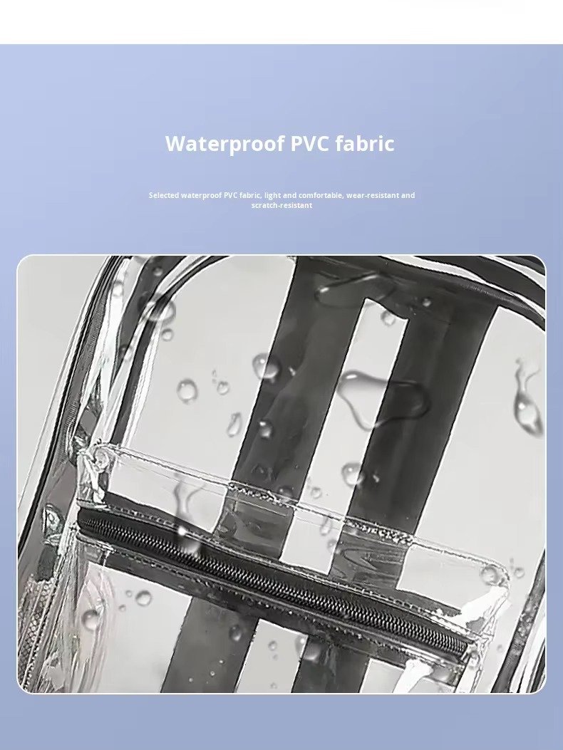 Large Capacity Waterproof PVC Clear Jelly Transparent Plastic Backpack Portable Shopping Bag Kids Children School Bags detail image