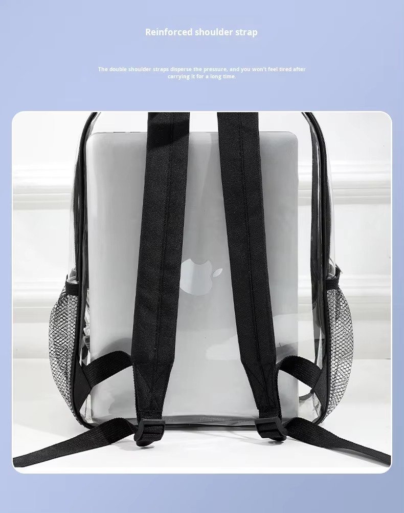Large Capacity Waterproof PVC Clear Jelly Transparent Plastic Backpack Portable Shopping Bag Kids Children School Bags detail image