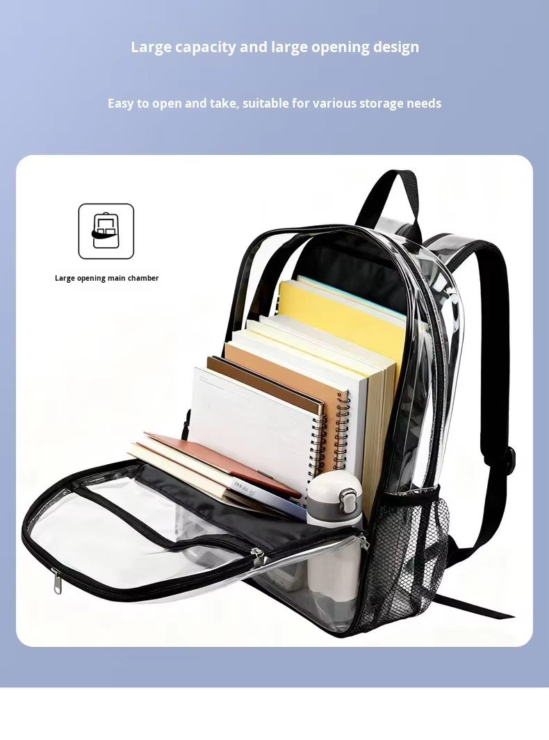 Large Capacity Waterproof PVC Clear Jelly Transparent Plastic Backpack Portable Shopping Bag Kids Children School Bags detail image