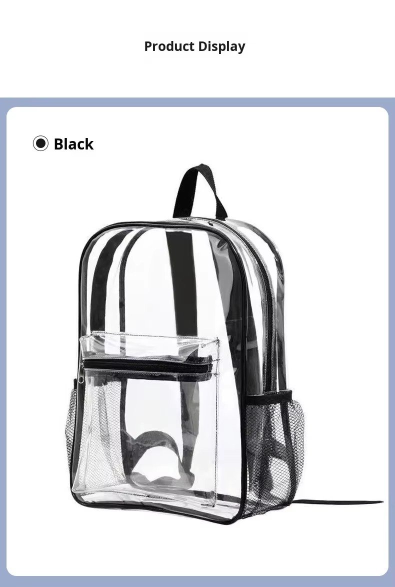 Large Capacity Waterproof PVC Clear Jelly Transparent Plastic Backpack Portable Shopping Bag Kids Children School Bags detail image