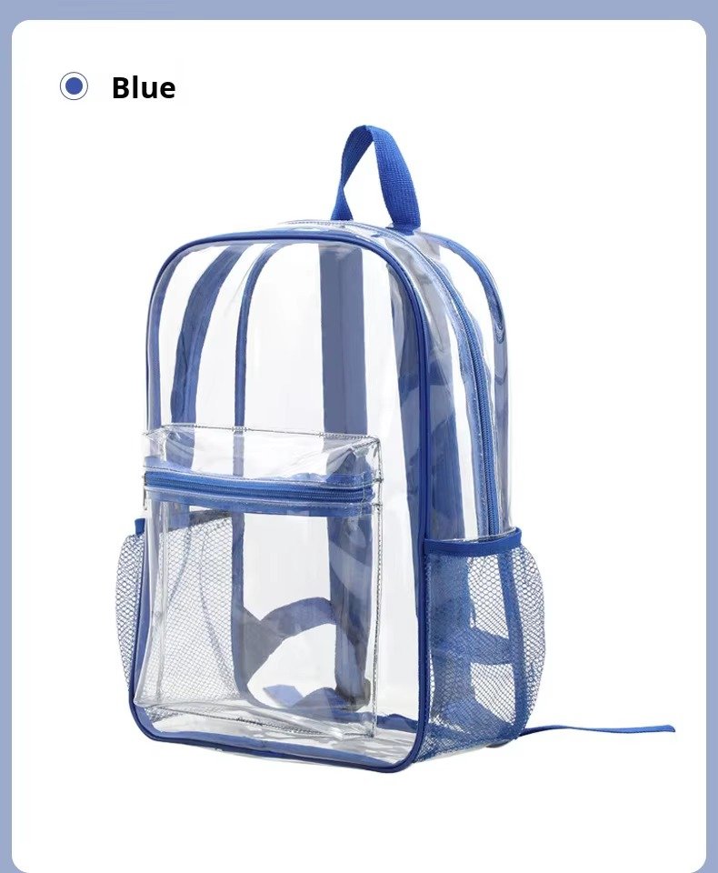 Large Capacity Waterproof PVC Clear Jelly Transparent Plastic Backpack Portable Shopping Bag Kids Children School Bags detail image