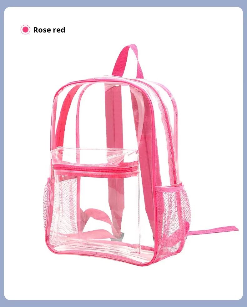 Large Capacity Waterproof PVC Clear Jelly Transparent Plastic Backpack Portable Shopping Bag Kids Children School Bags detail image