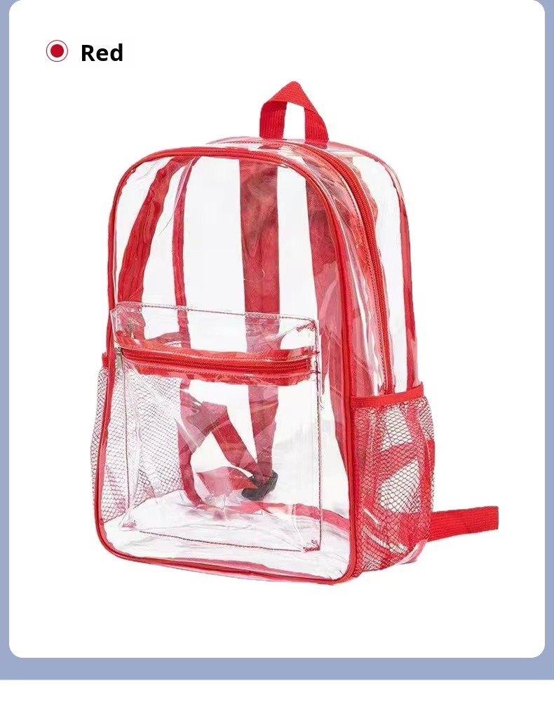 Large Capacity Waterproof PVC Clear Jelly Transparent Plastic Backpack Portable Shopping Bag Kids Children School Bags detail image