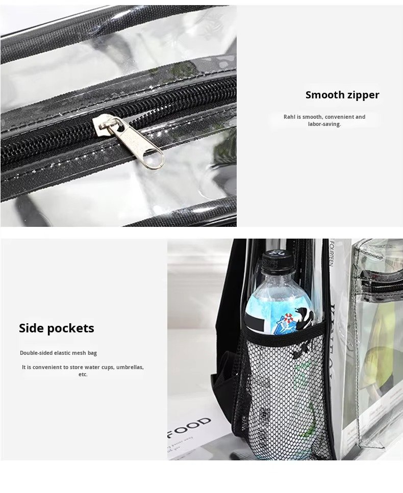 Large Capacity Waterproof PVC Clear Jelly Transparent Plastic Backpack Portable Shopping Bag Kids Children School Bags detail image