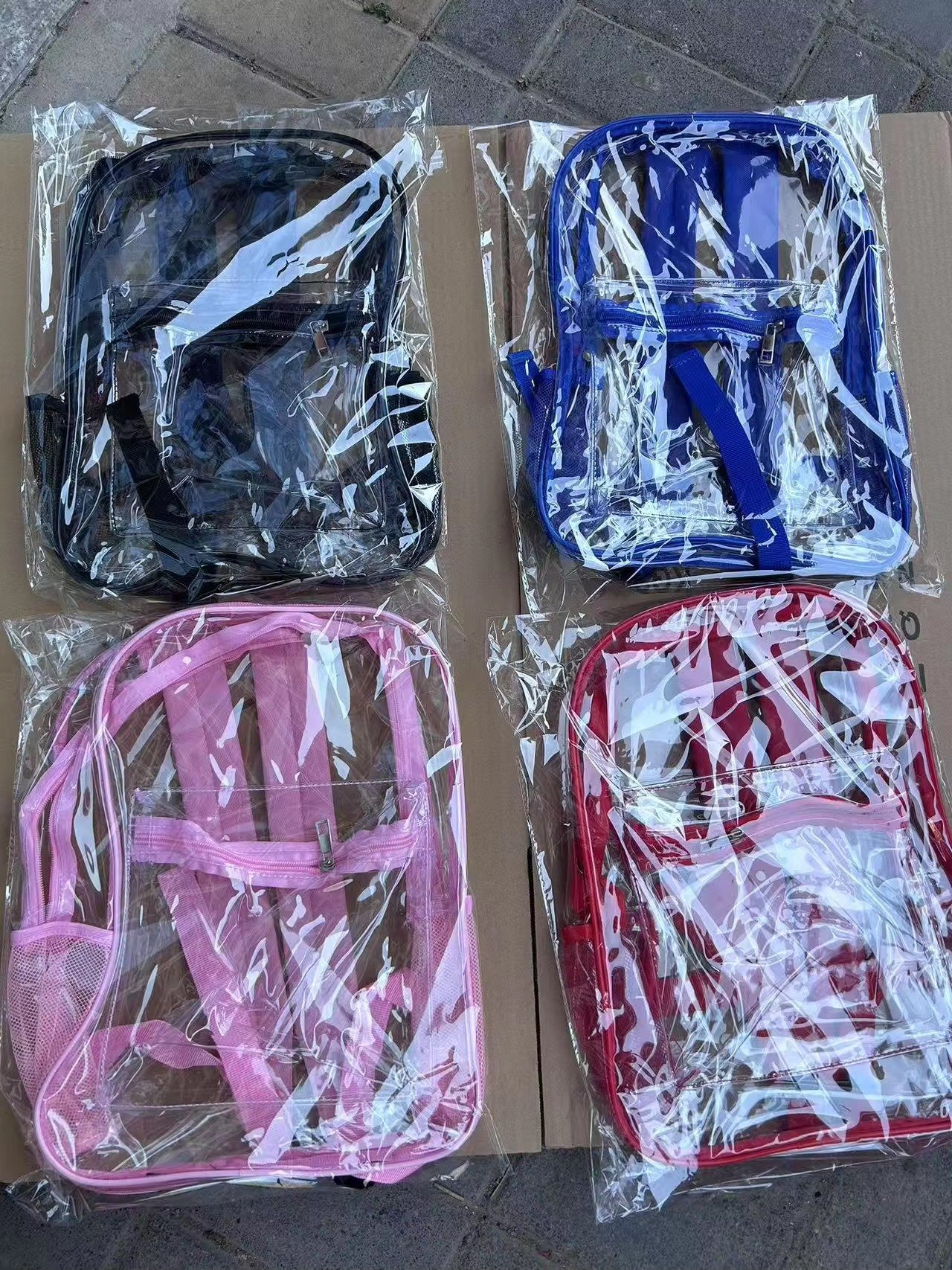 Large Capacity Waterproof PVC Clear Jelly Transparent Plastic Backpack Portable Shopping Bag Kids Children School Bags detail image