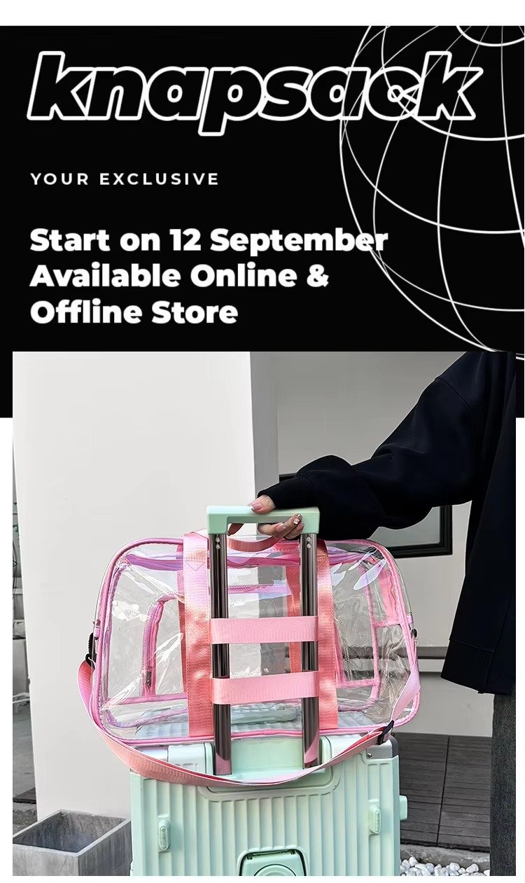 Custom Transparent Swimming Beach Fitness Storage Bag Large Capacity Portable Waterproof Clear PVC Travel Duffel Bag with Pocket detail image