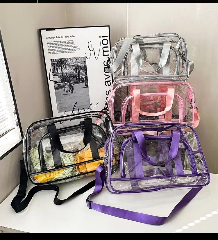 Custom Transparent Swimming Beach Fitness Storage Bag Large Capacity Portable Waterproof Clear PVC Travel Duffel Bag with Pocket detail image