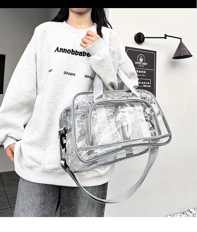 Custom Transparent Swimming Beach Fitness Storage Bag Large Capacity Portable Waterproof Clear PVC Travel Duffel Bag with Pocket detail image
