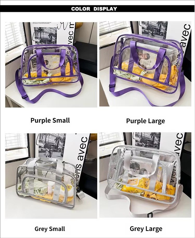 Custom Transparent Swimming Beach Fitness Storage Bag Large Capacity Portable Waterproof Clear PVC Travel Duffel Bag with Pocket detail image