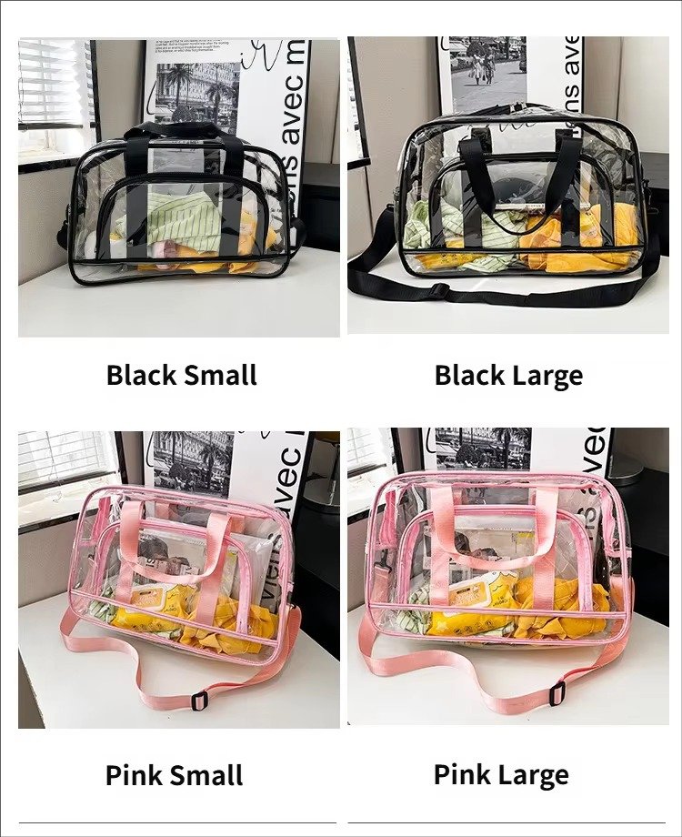 Custom Transparent Swimming Beach Fitness Storage Bag Large Capacity Portable Waterproof Clear PVC Travel Duffel Bag with Pocket detail image