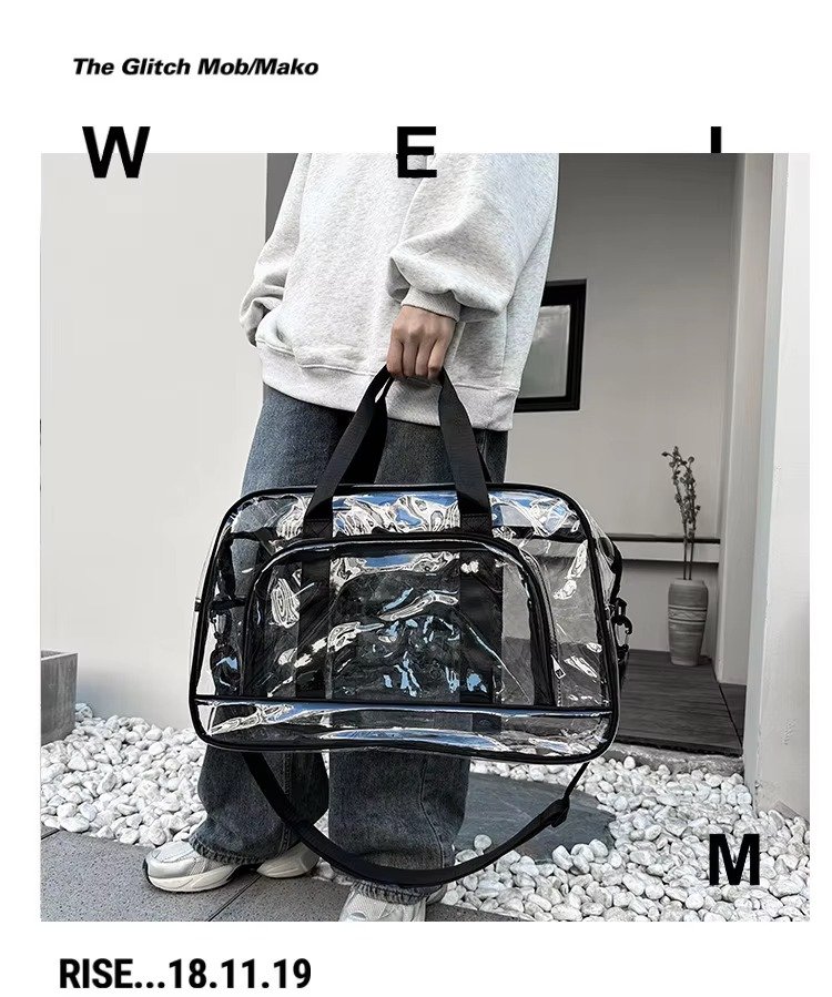 Custom Transparent Swimming Beach Fitness Storage Bag Large Capacity Portable Waterproof Clear PVC Travel Duffel Bag with Pocket detail image