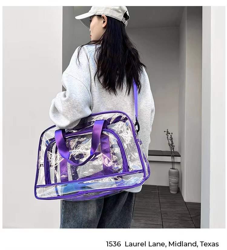 Custom Transparent Swimming Beach Fitness Storage Bag Large Capacity Portable Waterproof Clear PVC Travel Duffel Bag with Pocket detail image