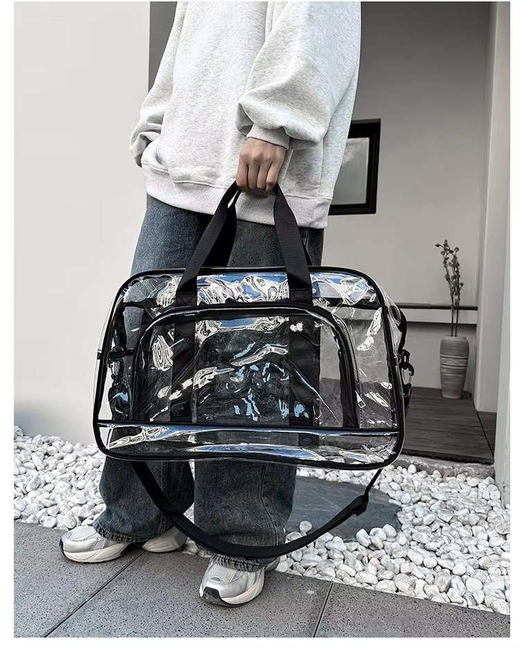 Custom Transparent Swimming Beach Fitness Storage Bag Large Capacity Portable Waterproof Clear PVC Travel Duffel Bag with Pocket detail image