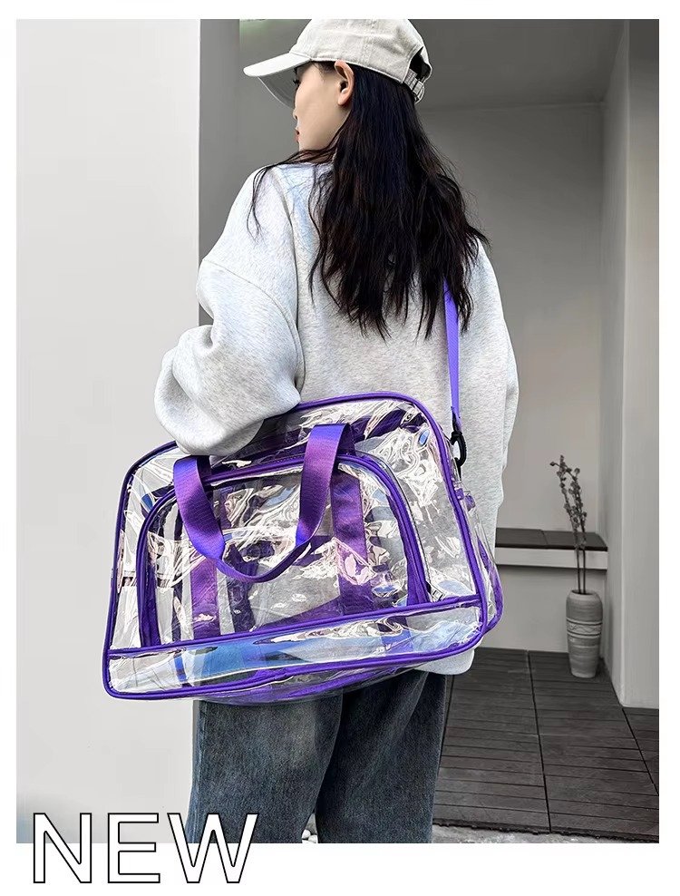 Custom Transparent Swimming Beach Fitness Storage Bag Large Capacity Portable Waterproof Clear PVC Travel Duffel Bag with Pocket detail image