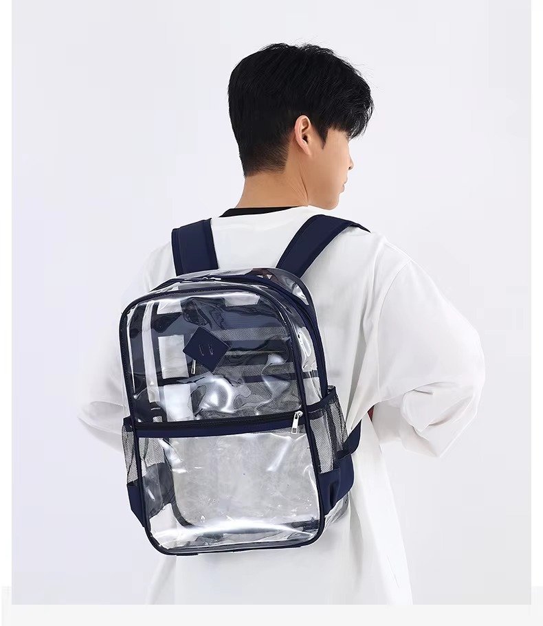Large Capacity Transparent PVC Backpack with Zipper Closure Waterproof Casual Jelly Bag Primary Secondary School Students Bags detail image