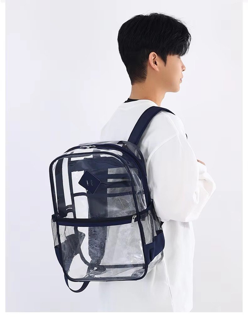 Large Capacity Transparent PVC Backpack with Zipper Closure Waterproof Casual Jelly Bag Primary Secondary School Students Bags detail image