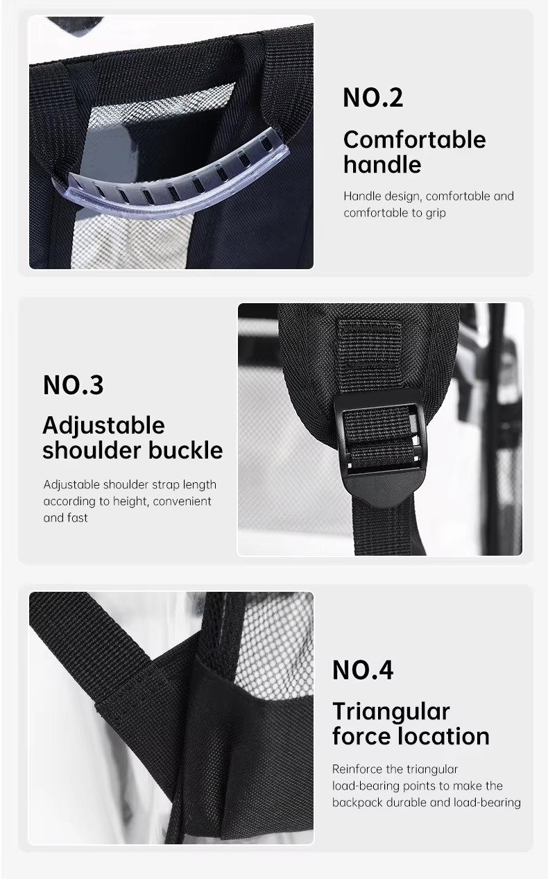 Large Capacity Transparent PVC Backpack with Zipper Closure Waterproof Casual Jelly Bag Primary Secondary School Students Bags detail image