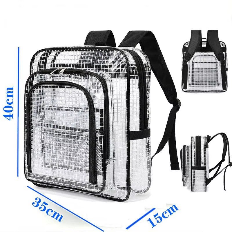 Large Capacity Waterproof PVC Clear Jelly Transparent Plastic Backpack Portable Shopping Bag Kids Children School Bags detail image