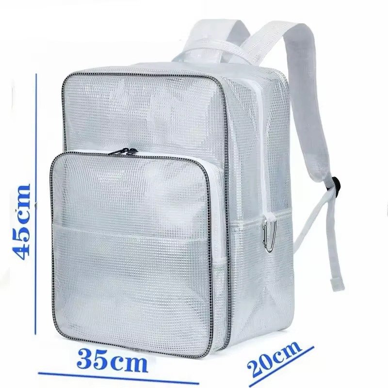 Large Capacity Waterproof PVC Clear Jelly Transparent Plastic Backpack Portable Shopping Bag Kids Children School Bags detail image
