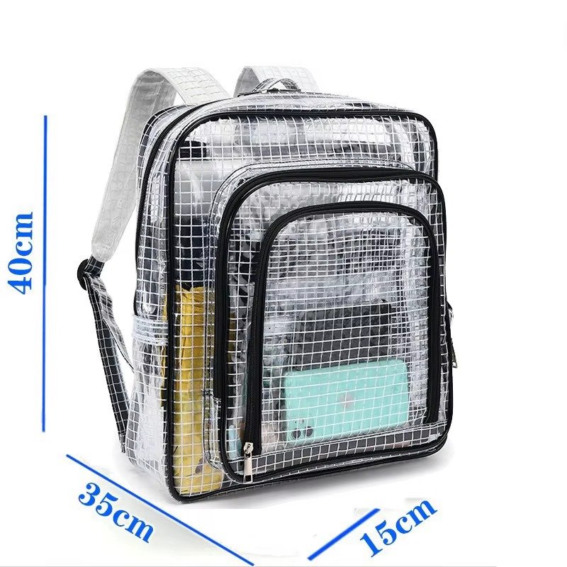 Large Capacity Waterproof PVC Clear Jelly Transparent Plastic Backpack Portable Shopping Bag Kids Children School Bags detail image