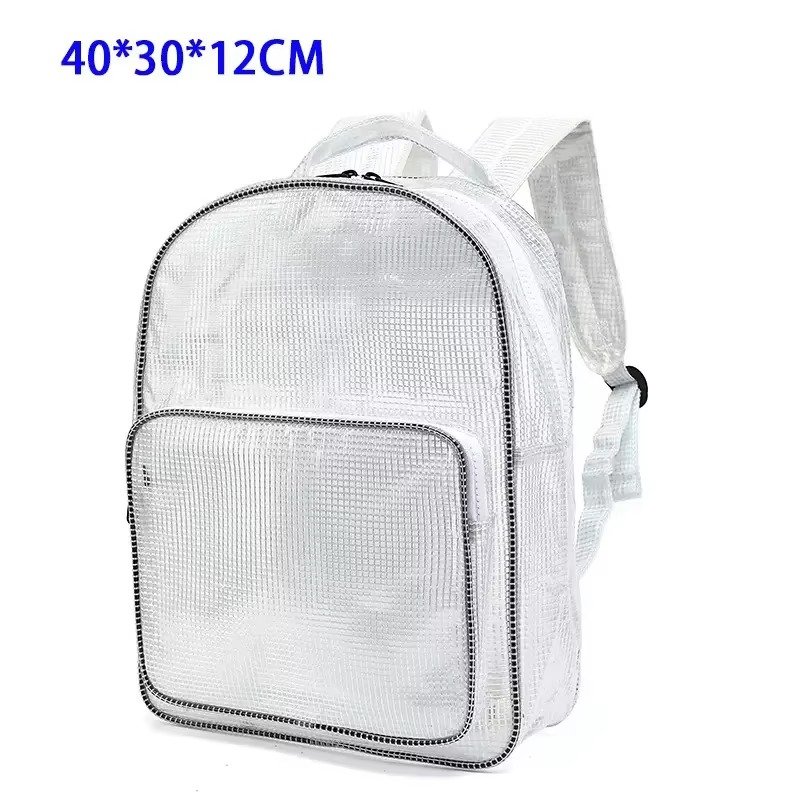 Large Capacity Waterproof PVC Clear Jelly Transparent Plastic Backpack Portable Shopping Bag Kids Children School Bags detail image