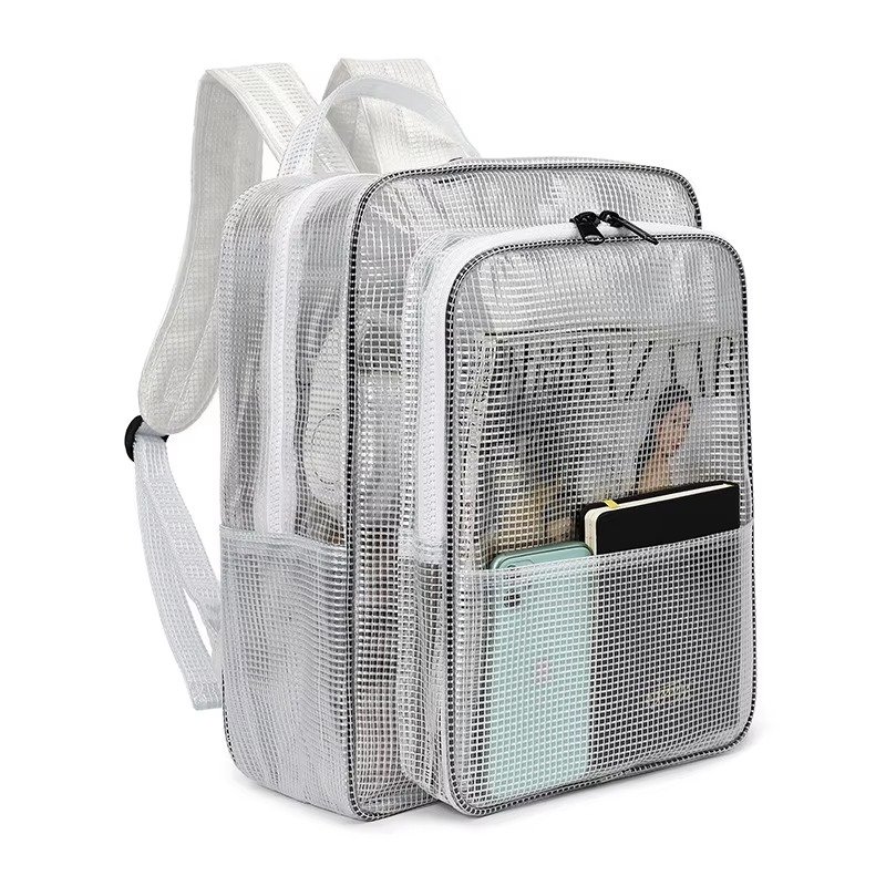 Large Capacity Waterproof PVC Clear Jelly Transparent Plastic Backpack Portable Shopping Bag Kids Children School Bags detail image