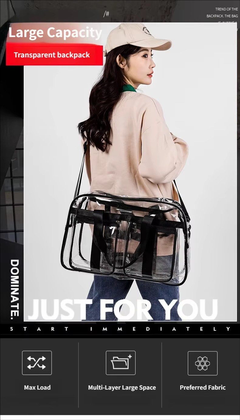 Large Capacity Waterproof Swimming Gym Bag PVC Transparent Casual Tote Bags Travel Duffel Bag Fitness Yoga Handbag detail image
